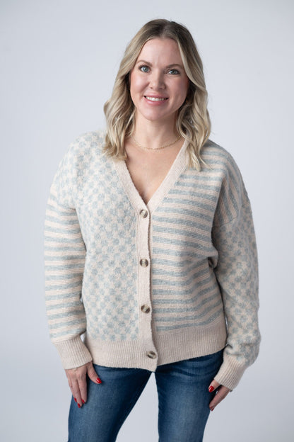 Pattern Mix Neutral Cardigan