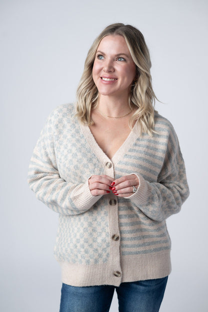 Pattern Mix Neutral Cardigan