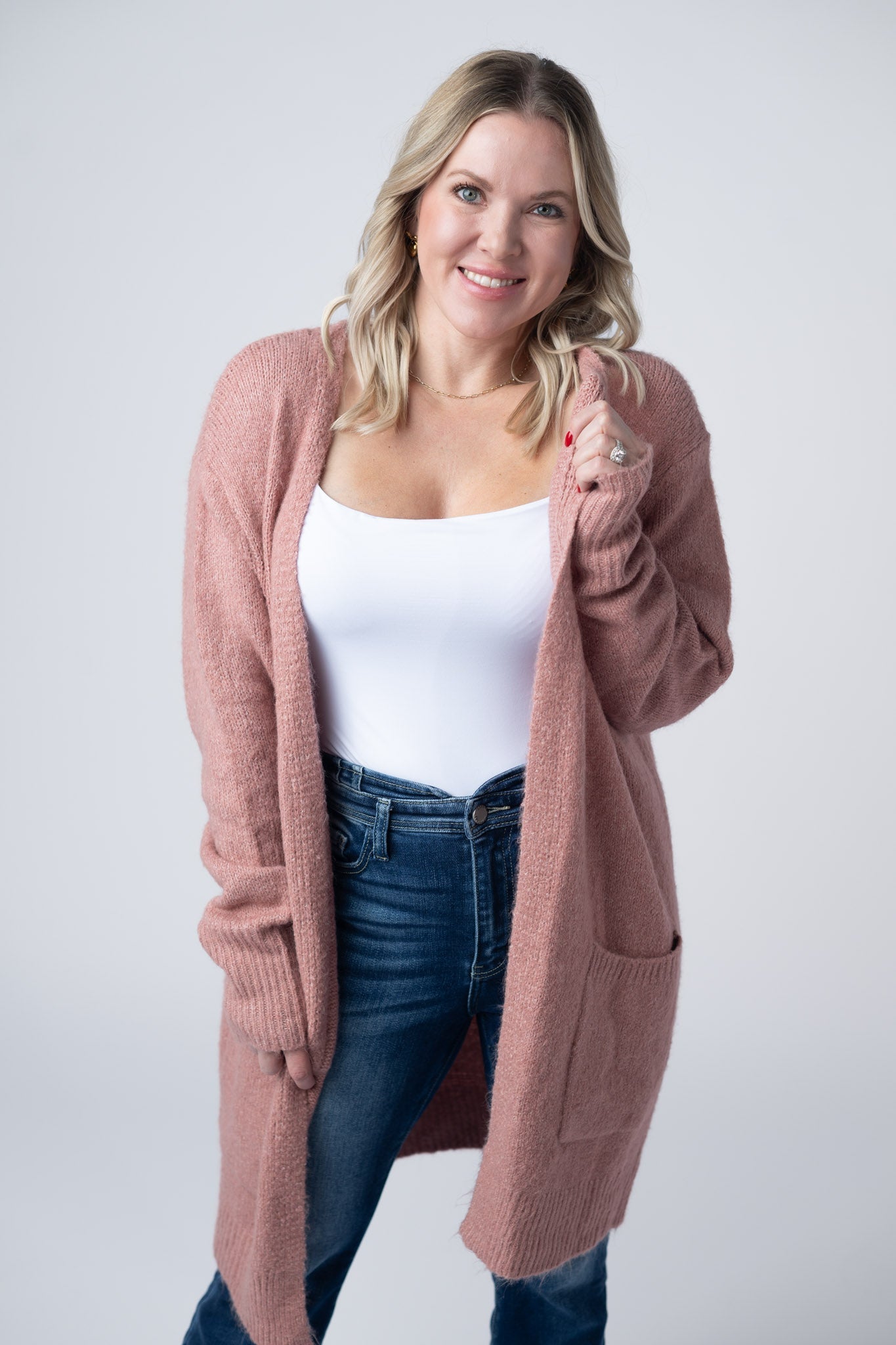 Madison Cozy Cardigan - Dusty Rose