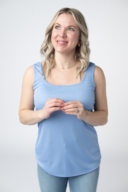 Rachel Ribbed Tank -  Sky Blue