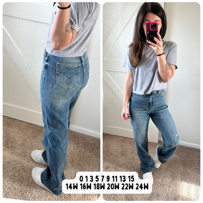 Judy Blue Tummy Control Cut Raw Hem Straight Jeans