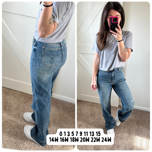 Judy Blue Tummy Control Cut Raw Hem Straight Jeans