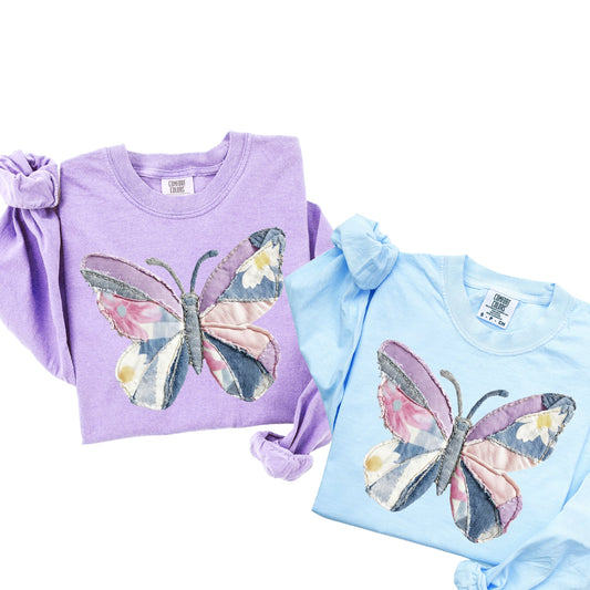 Butterfly Faux Appliqué Long Sleeve Preorder