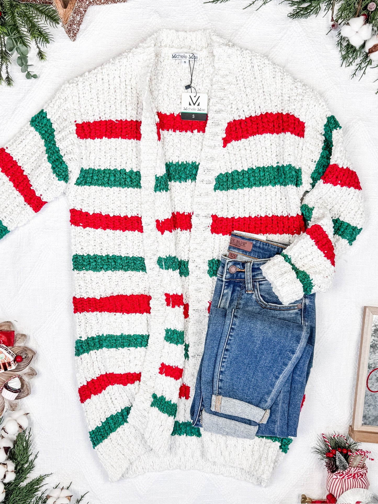 Red & Green Stripe Cardigan