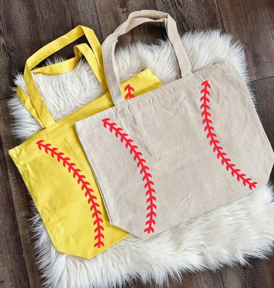 Baseball Softball Stitch Zipper Tote Preorder