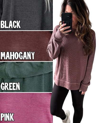 PREORDER: Drop Shoulder Worn Waffle Top