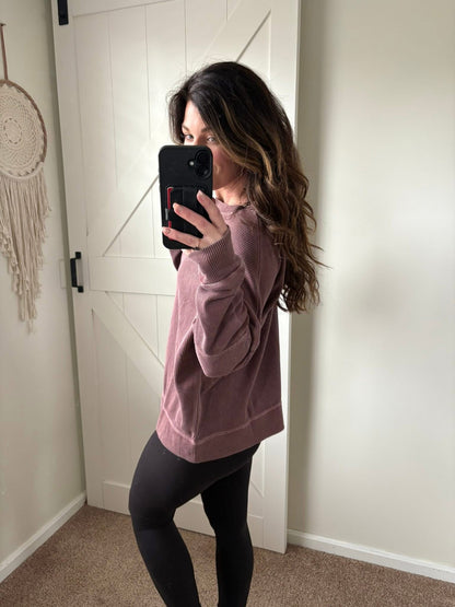 PREORDER: Drop Shoulder Worn Waffle Top