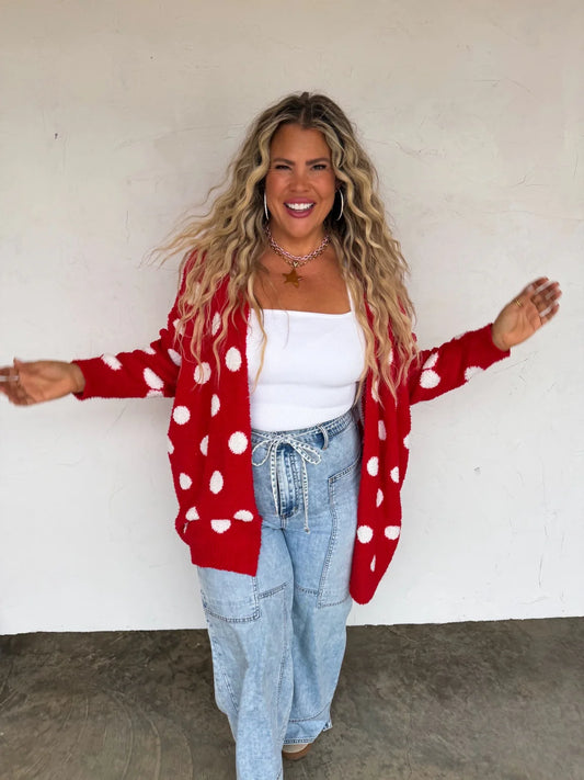Red Polka Dot Cloud Cardigan