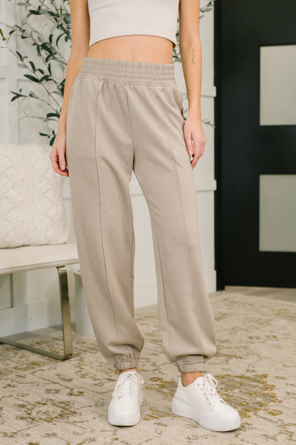 Front Seam Jogger Bottoms in Light Tan