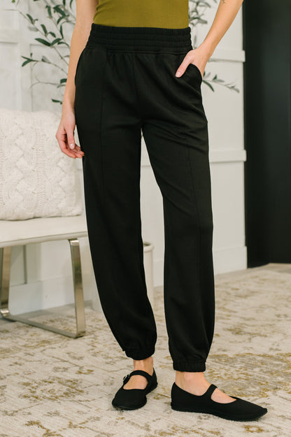 Front Seam Jogger Bottoms in Black