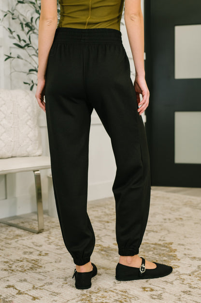 Front Seam Jogger Bottoms in Black