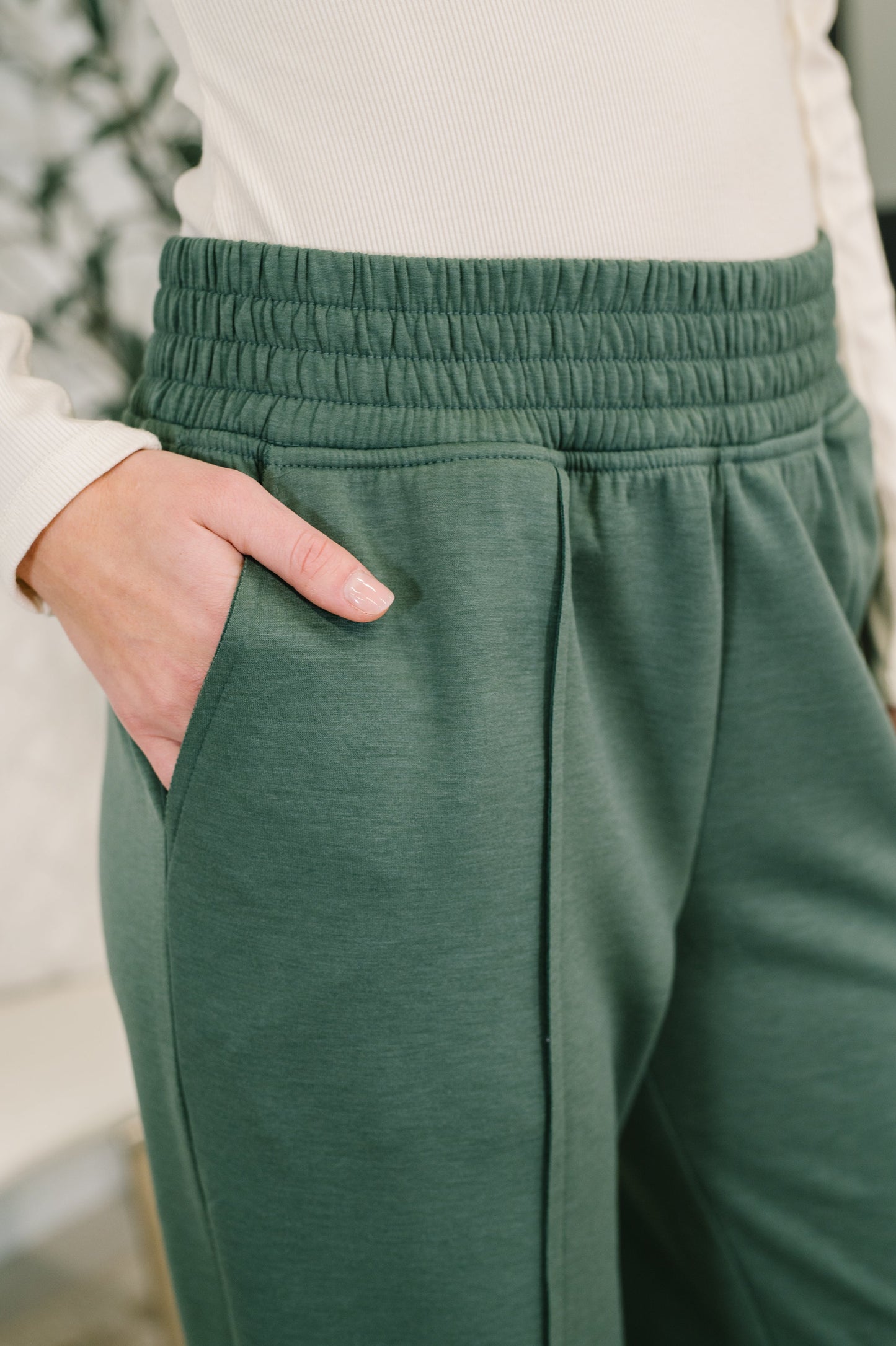 Front Seam Jogger Bottoms in Dark Forest