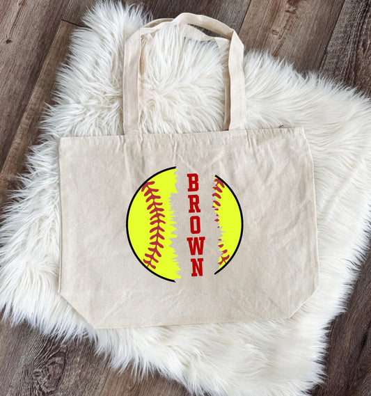 Baseball Softball Name Zipper Tote Preorder