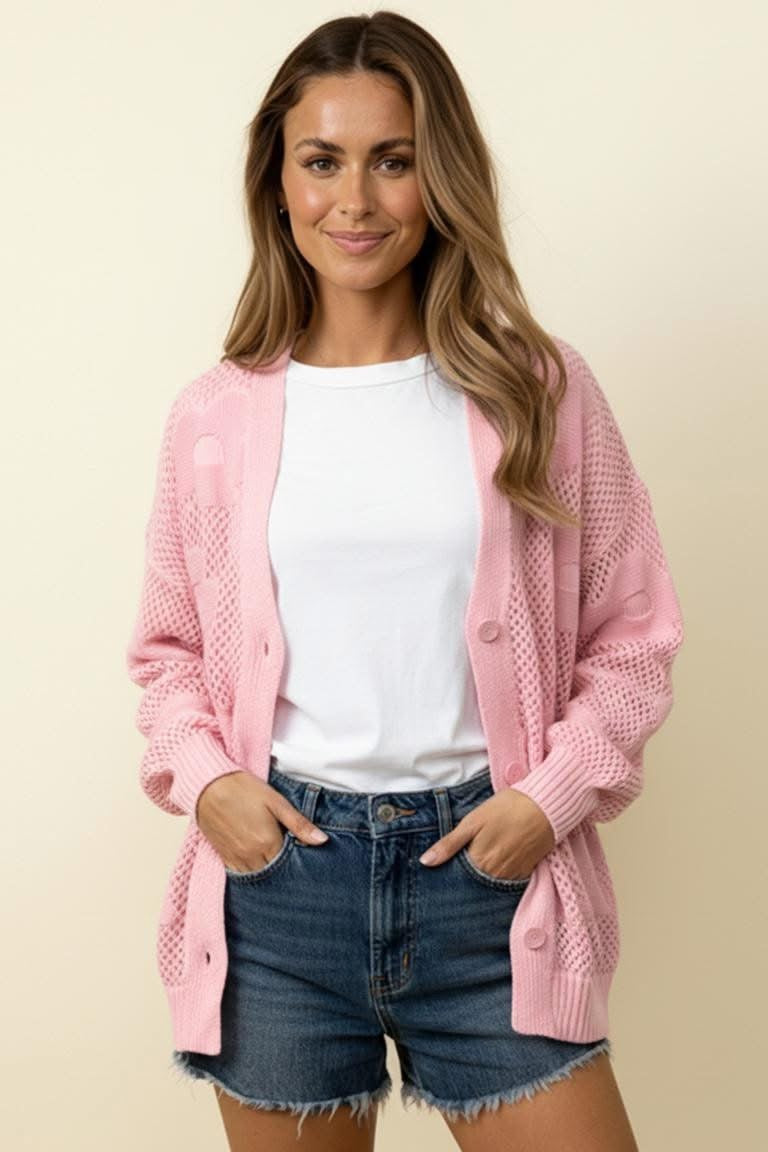 The Pink Daydream Netted Cardigan