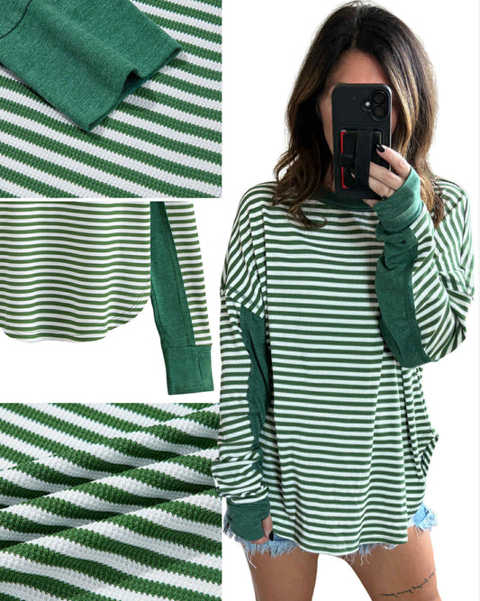 PREORDER: Striped and Chill Thumbhole Top