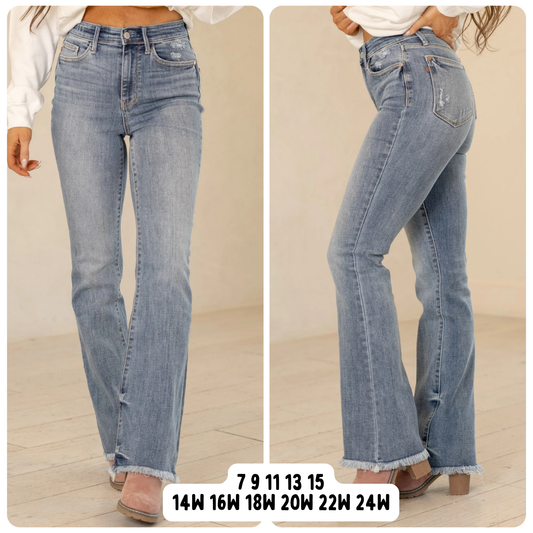 Judy Blue Raw Hem High Rise Bootcut Jeans, 30” Inseam
