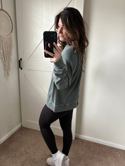 PREORDER: Drop Shoulder Worn Waffle Top