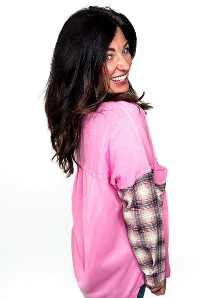 PREORDER: Pink and Plaid Fusion Shacket