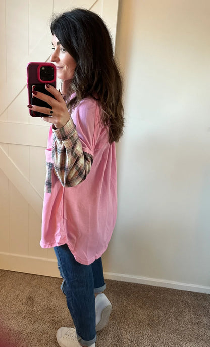 PREORDER: Pink and Plaid Fusion Shacket