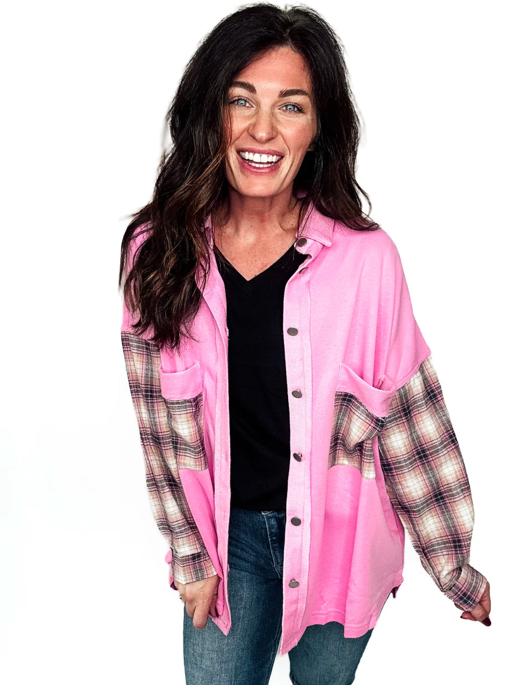 PREORDER: Pink and Plaid Fusion Shacket