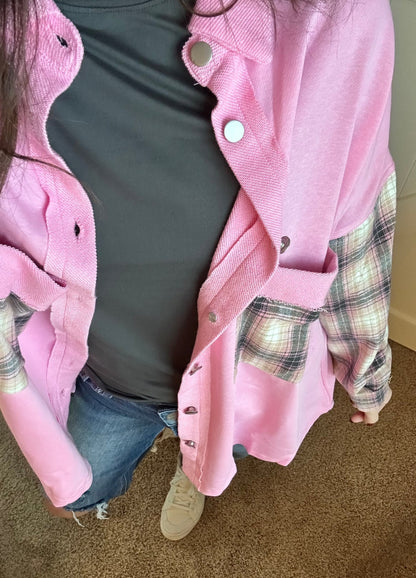 PREORDER: Pink and Plaid Fusion Shacket