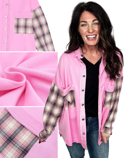 PREORDER: Pink and Plaid Fusion Shacket