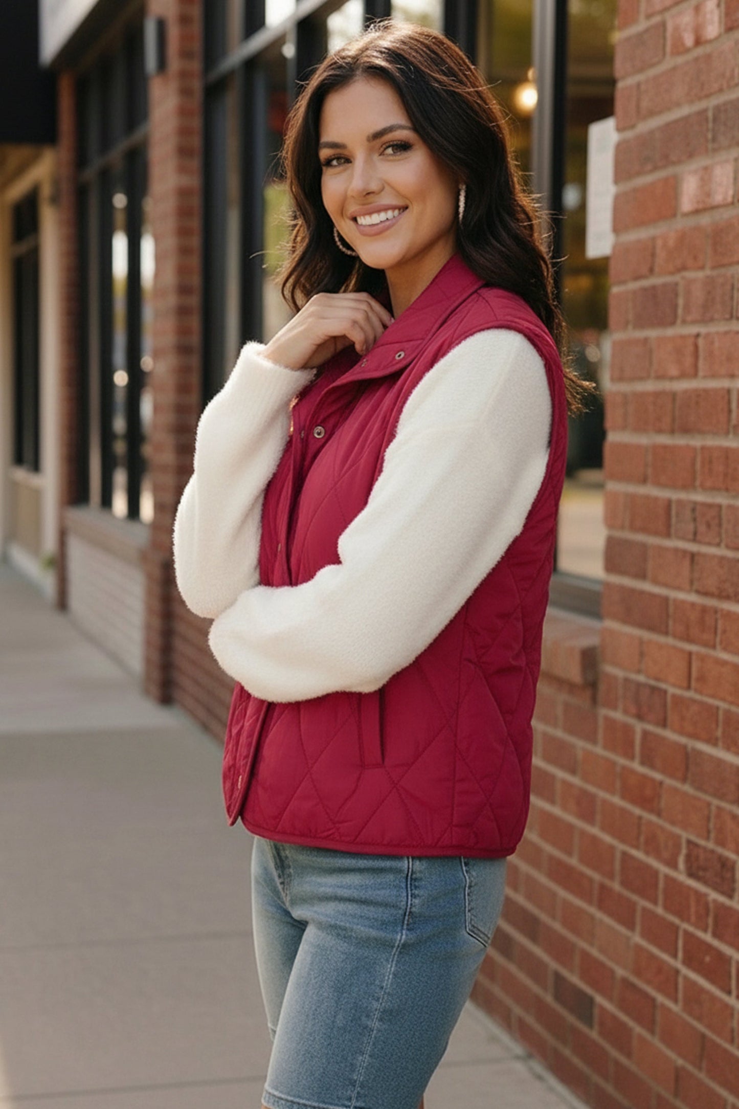 Cranberry Cozy Puffer Vest