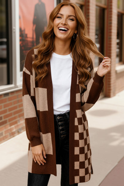 The Café Mocha Check Cardigan