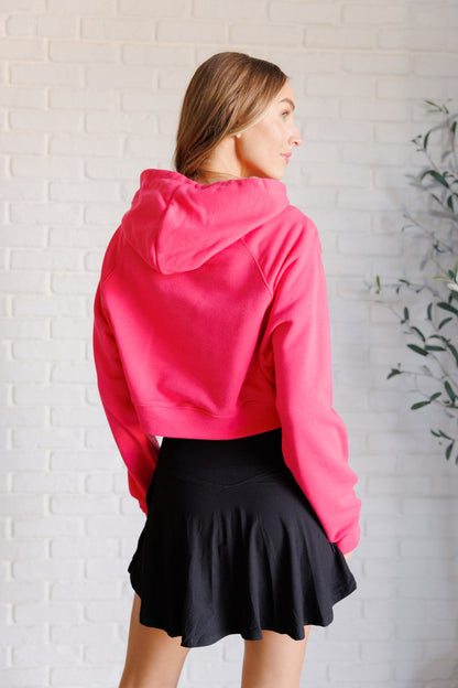 Cropped Pullover Hoodie in Flamingo Pink