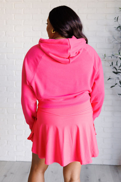 Cropped Pullover Hoodie in Flamingo Pink