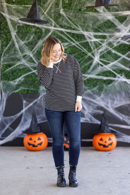 Lola Striped Thermal Top - Black