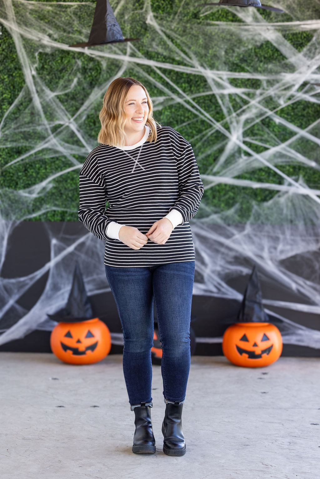 Lola Striped Thermal Top - Black