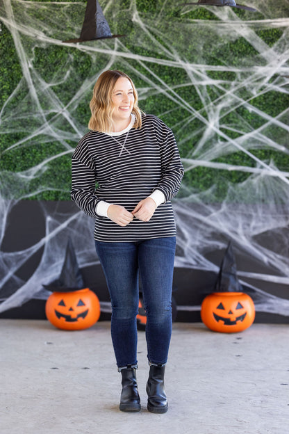Lola Striped Thermal Top - Black
