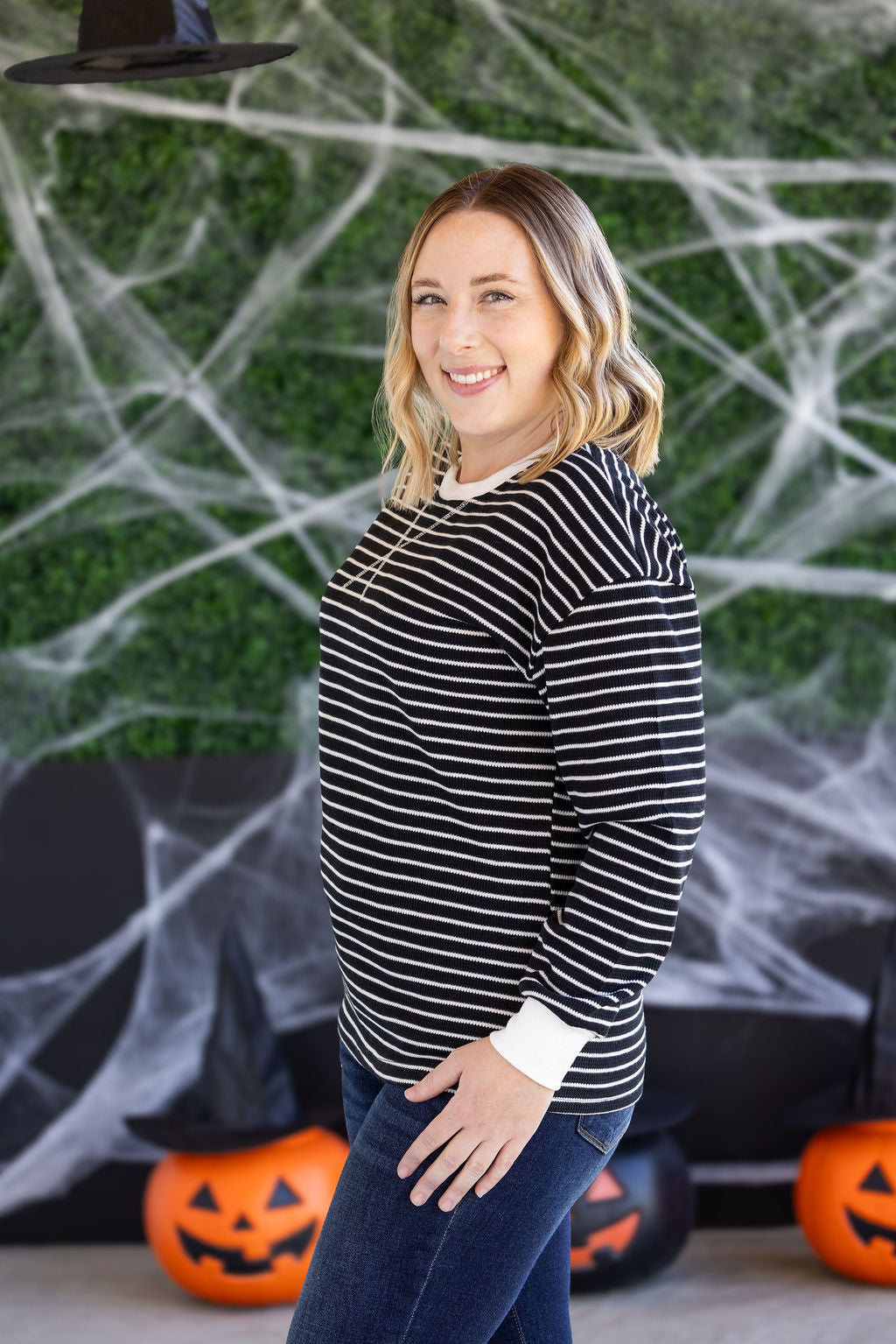 Lola Striped Thermal Top - Black
