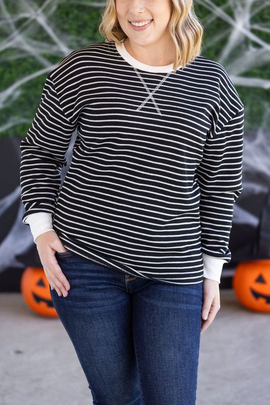 Lola Striped Thermal Top - Black