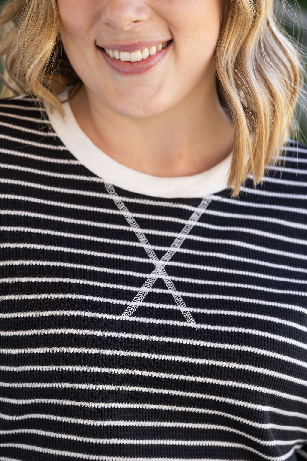 Lola Striped Thermal Top - Black