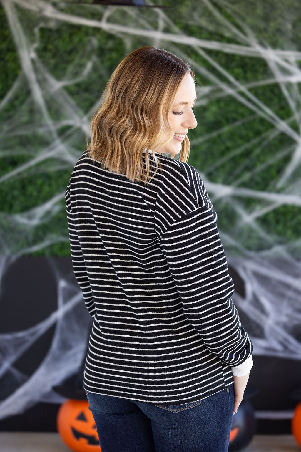 Lola Striped Thermal Top - Black