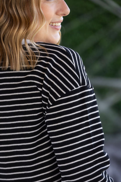 Lola Striped Thermal Top - Black