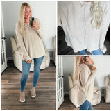 Mineral Wash Baby Waffle Long Sleeve Top in Sand Beige