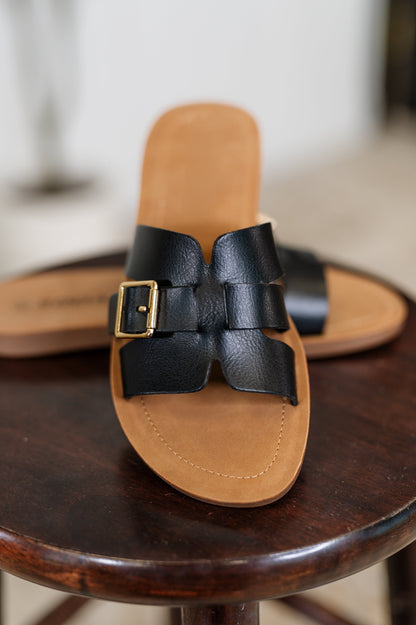 Torvi Black Slip on Sandals