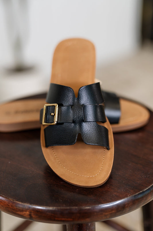 Torvi Black Slip on Sandals