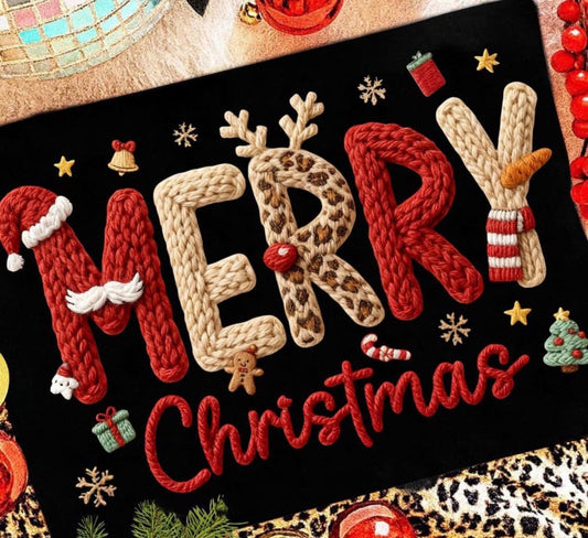 Faux Yarn Merry Sweatshirt  Christmas Preorder