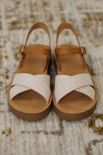 Low Platform Wedge Sandals in Cream