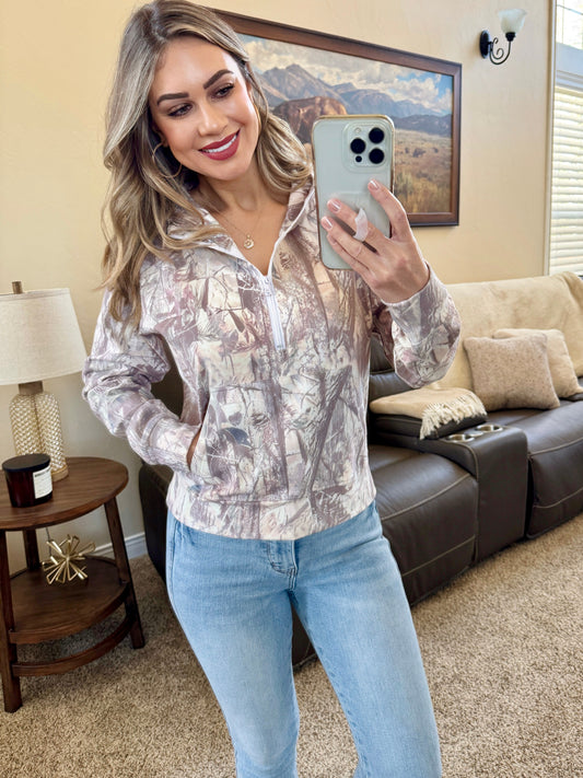 Camo Short Halfzip Hoodie