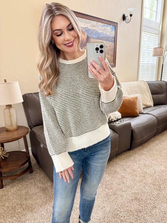 Charlotte Sweater, Olive and Cream