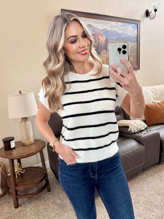 Striped Sweater Top - Ivory