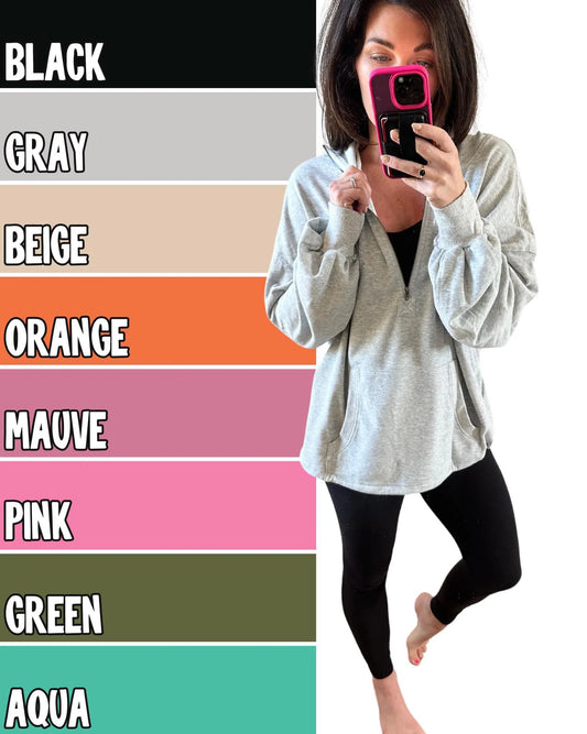 PREORDER: Oversized Classic Comfort Half Zip Hoodie