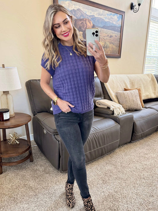 Kelly Knitted Top - Slate Purple