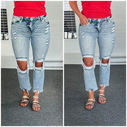 Rizzo High Rise Crop Straight Jeans