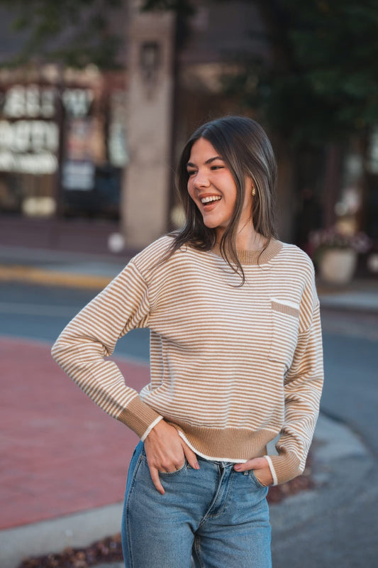 Miley Striped Sweater - Latte